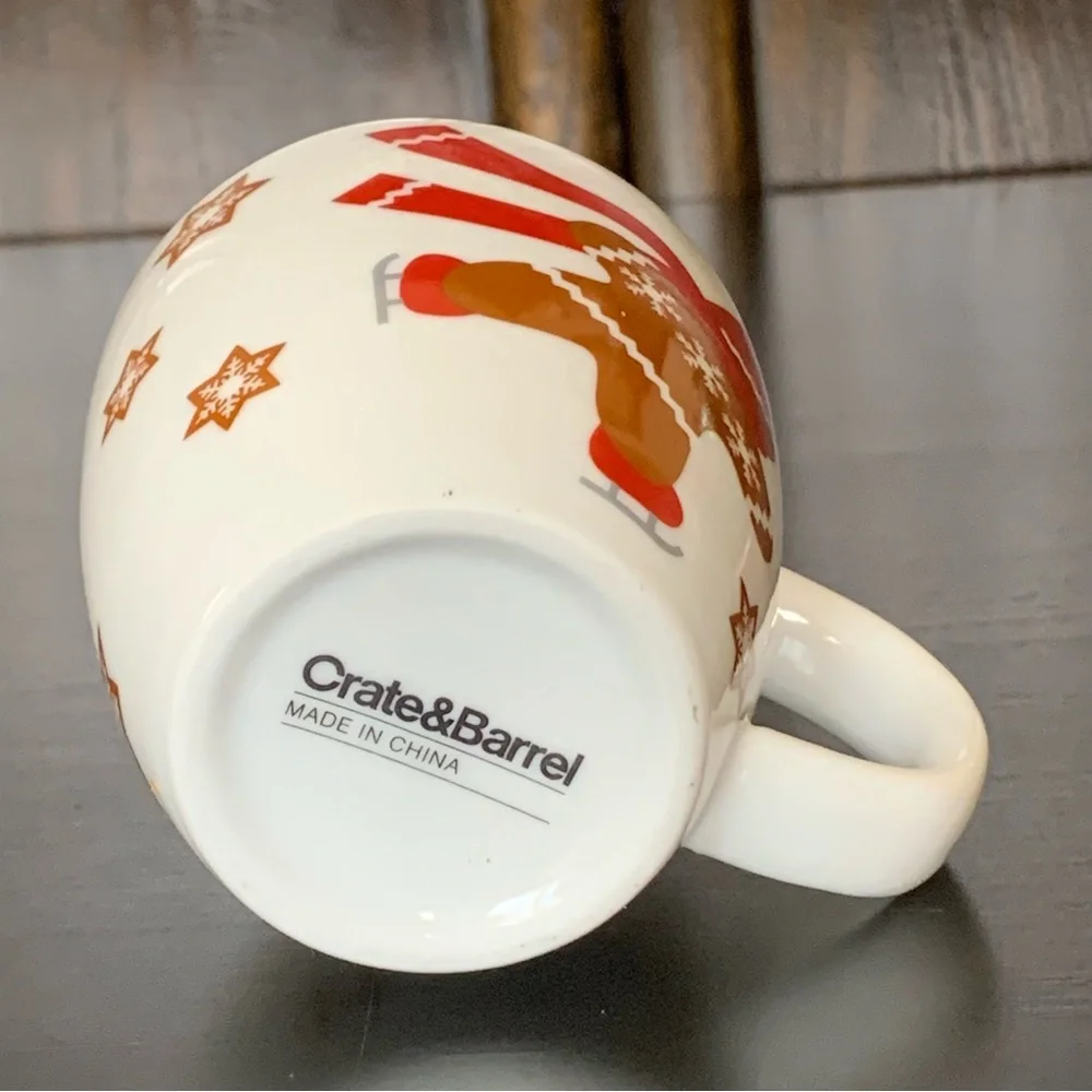 Crate & Barrel Ice Skating Gingerbread Man Espresso Mug - 2012